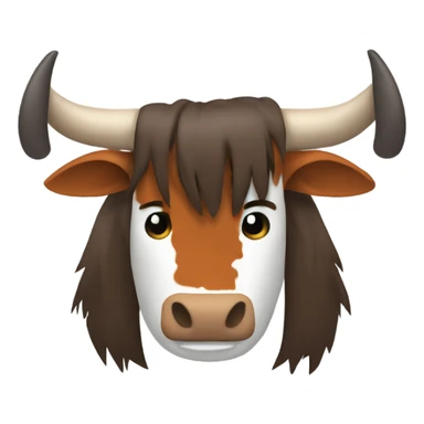 A longhorn face with his horns sawed off sticker