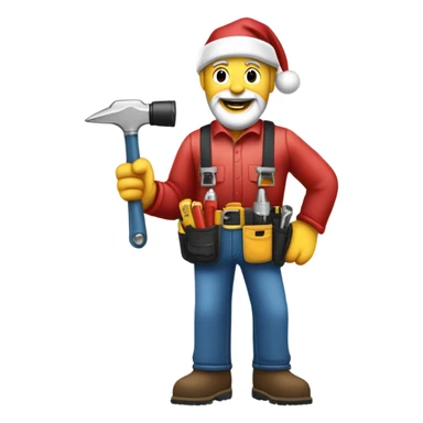 Santa as a carpenter with a tool belt and. Cordless impact driver  sticker