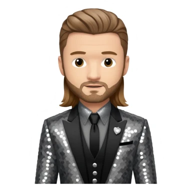 Justin Timberlake with long light brown hair, grey sequin tour outfit  sticker