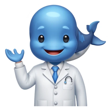 a whale wearing a white lab coat sticker