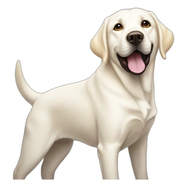 White Labrador happy with Lana del ray sticker