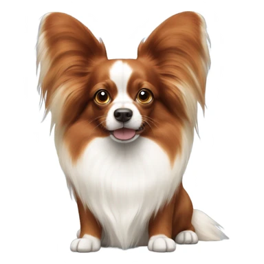 Red and white papillon dog  sticker