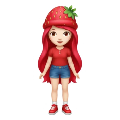 Strawberry shortcake human girl full body and legs with a strawberry hat on her hair without a cake sticker