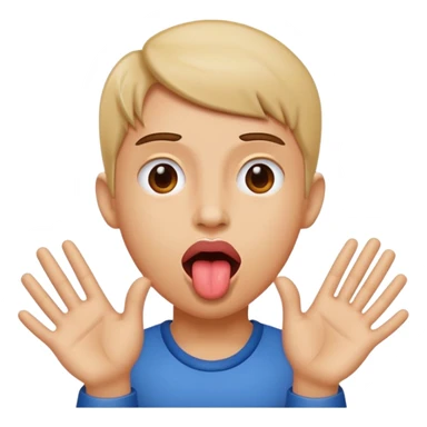 Toungue out with hands on the side sticker