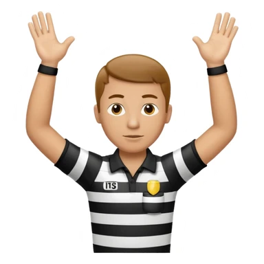 referee with raised arms crossed like an X sticker