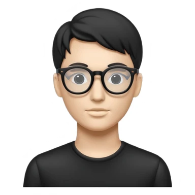 Minimalistic flat vector icon, iOS style, thin black contour on white background. Matte black mannequin in front of in 3D monochrome style. Wearing glasses. sticker