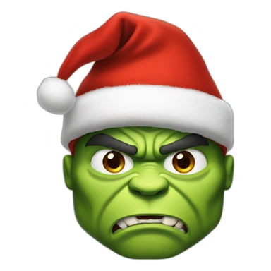 hulk wears red christmas hat sticker