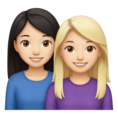 Two girl best friends one Asian the other blonde sticker