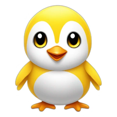 yellow-chick-smile-cute-with penguin sticker