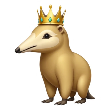 Anteater walking around and wearing a crown sticker