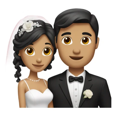 wedding couple, women has long black hair and groom is white with brown hair.They are getting married in church  sticker
