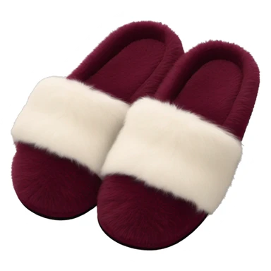 Burgundy fluffy cross over slippers sticker