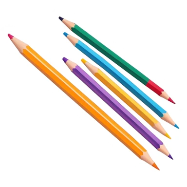 Cinematic Realistic image of a set of finely sharpened colouring pencils arranged neatly on crisp paper, rendered with vibrant hues and detailed pencil textures, illuminated by soft, creative lighting that captures the spirit of artistic expression sticker