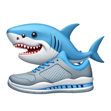 Un tiburón con zapatos tenis azules sticker
