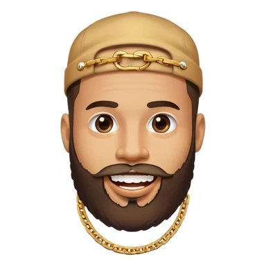 A guy from New York City with a beard and very, very shiny teeth and a rap chain sticker