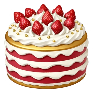 Strawberry cream cake with golden sprinkles and whipped cream frosting  sticker