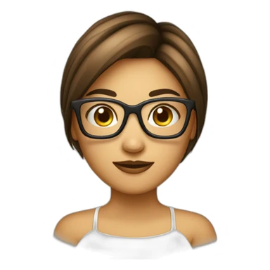 Fille a lunettes cheveux lisses brun mi-court sticker