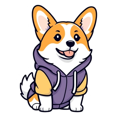 Corgi wearing a hoodie sticker
