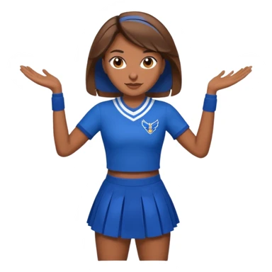 Brown hair, brown eyes, brown skin cheerleader in blue uniform skirt sticker