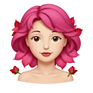 Wink face with rose petals as hair sticker