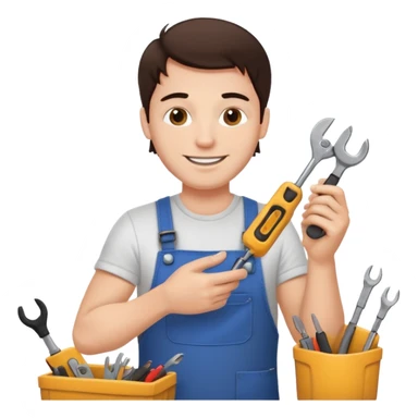 make a white guy with dark brown hair repairing an iphone happy sticker