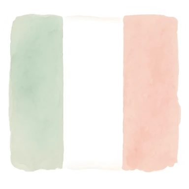 Italian flag in watercolor style with white, green, and pink pastel tones sticker