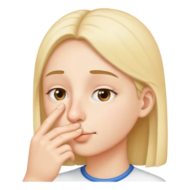 Person touching there nose  sticker