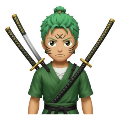 zoro in a battle field with 3 styles sword sticker