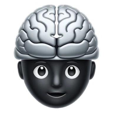   Create an emoji in which it is representing AI brain in black color professional and luxury brand type sticker