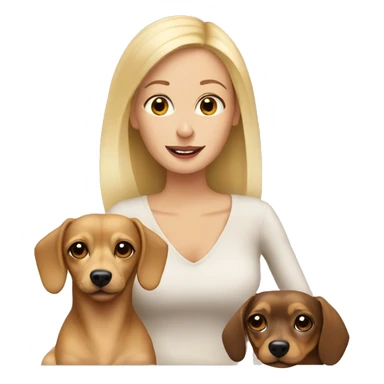 Blonde woman and chiweenie drinking coffee sticker