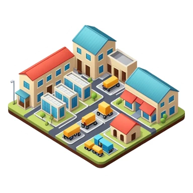 Isometric small furniture factory sticker