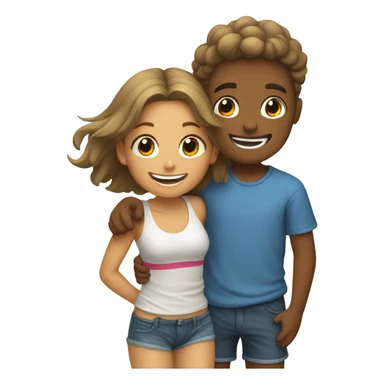 boy and girl hugging on beach sticker