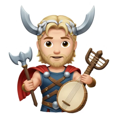 Thor devious face holding a lyre sticker