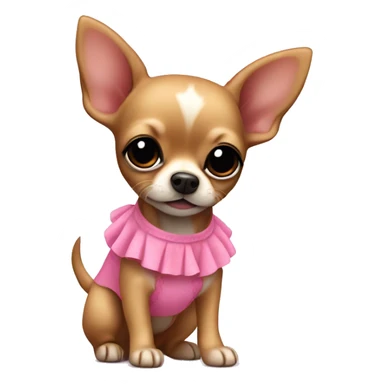 black & tan chihuahua puppy wearing a pink dress sticker