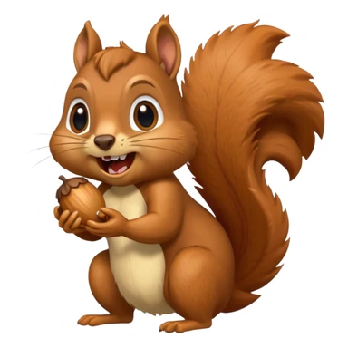 long toothed squirrel eats acorn, panicking in fear sticker