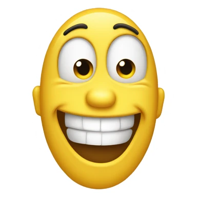 A smiling but cringing smile emoji, funny looking, yellow sticker
