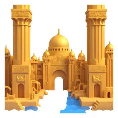 underwater city made of gold with Anunnaki motifs, domes, and pillars sticker