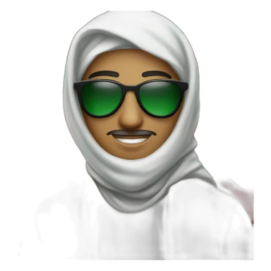 Muslim men with sunglasses take Palestine flag sticker