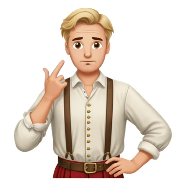 a German in typical Bavarian clothing shrugging and looking lost with Sicily in the background sticker