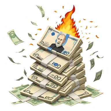 exploding stack of russian ruble notes sticker