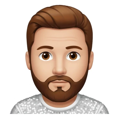 Justin Jeffre (b.1973) from 98 Degrees with brown hair and beard beard, white sequin outfit sticker