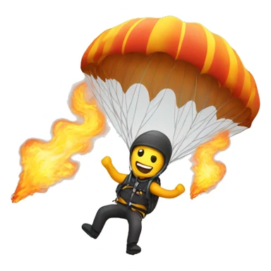 person flying with a parachute in flames sticker