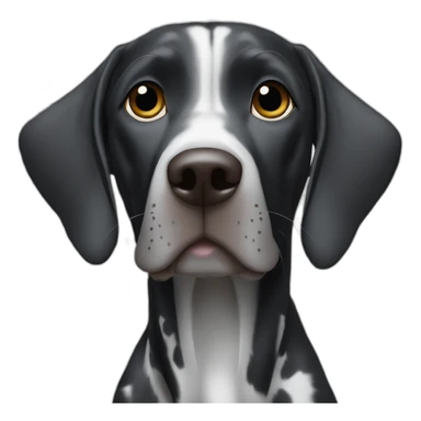 black german shorthair pointer, long snout, full black head, without white on the head, with white hair on the snout, black and white spotted body sticker