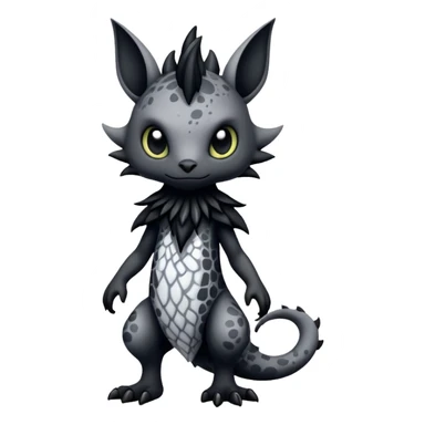 a dark gothic gloomy edgy vernid-fionbri-creature with splash patterns full body sticker