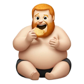 A fat ginger man eating sticker