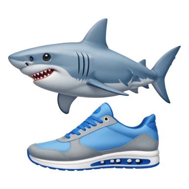 Un tiburón con zapatos tenis azules  sticker