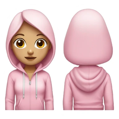 girl with bob, dark hair and white strands, light eyes, pink hoodie sticker