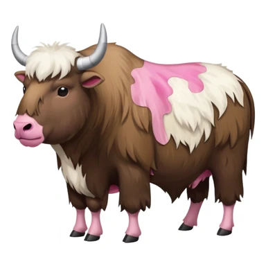 A shaven yak. Viewed from the side, it should have large pink patches where its fur has been completely shaven. sticker