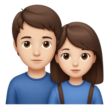 Little sister and brother (brunette) sticker