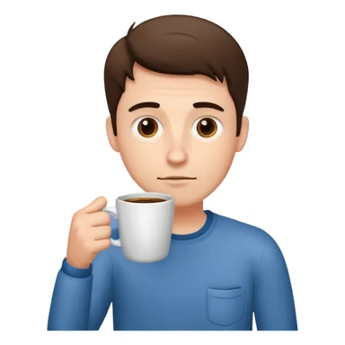 A man who didn't get enough sleep is holding coffee in his hands sticker